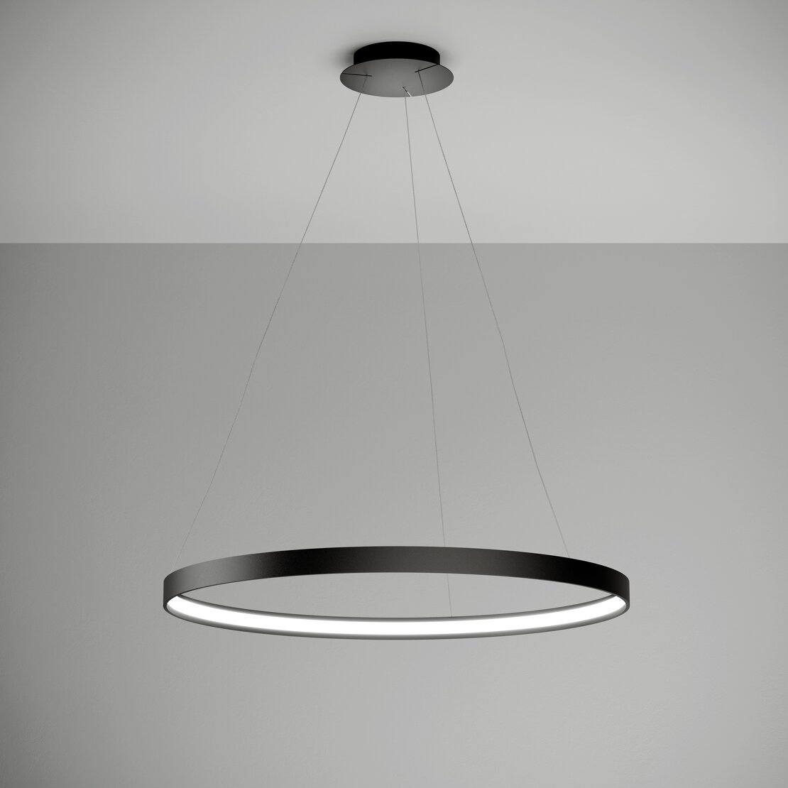Sospensione Anello - Sospensione a cerchio in alluminio color nero verniciato - Sforzin illuminazione
