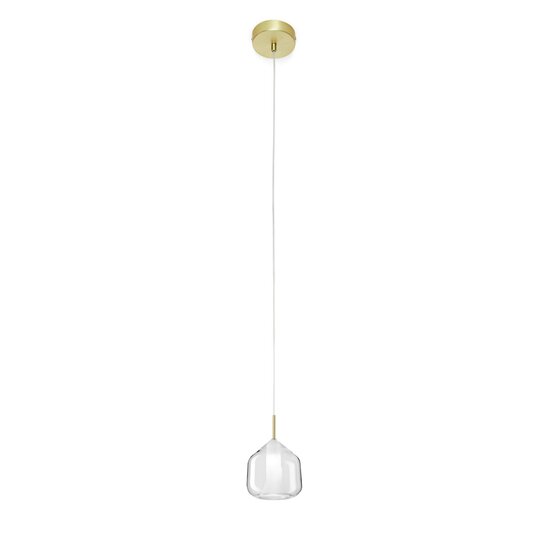 Lámpara suspendida de rayos X, Lámpara colgante en vidrio borosilicato transparente con elementos en oro cepillado