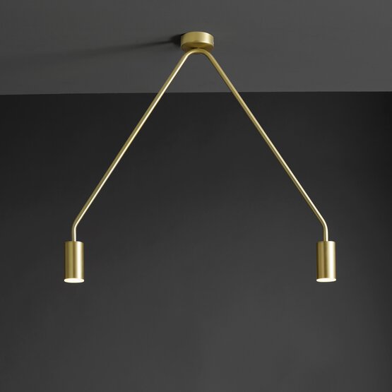 Plafonnier Caos - Plafonnier 2 lumières avec structure dorée Structure dorée