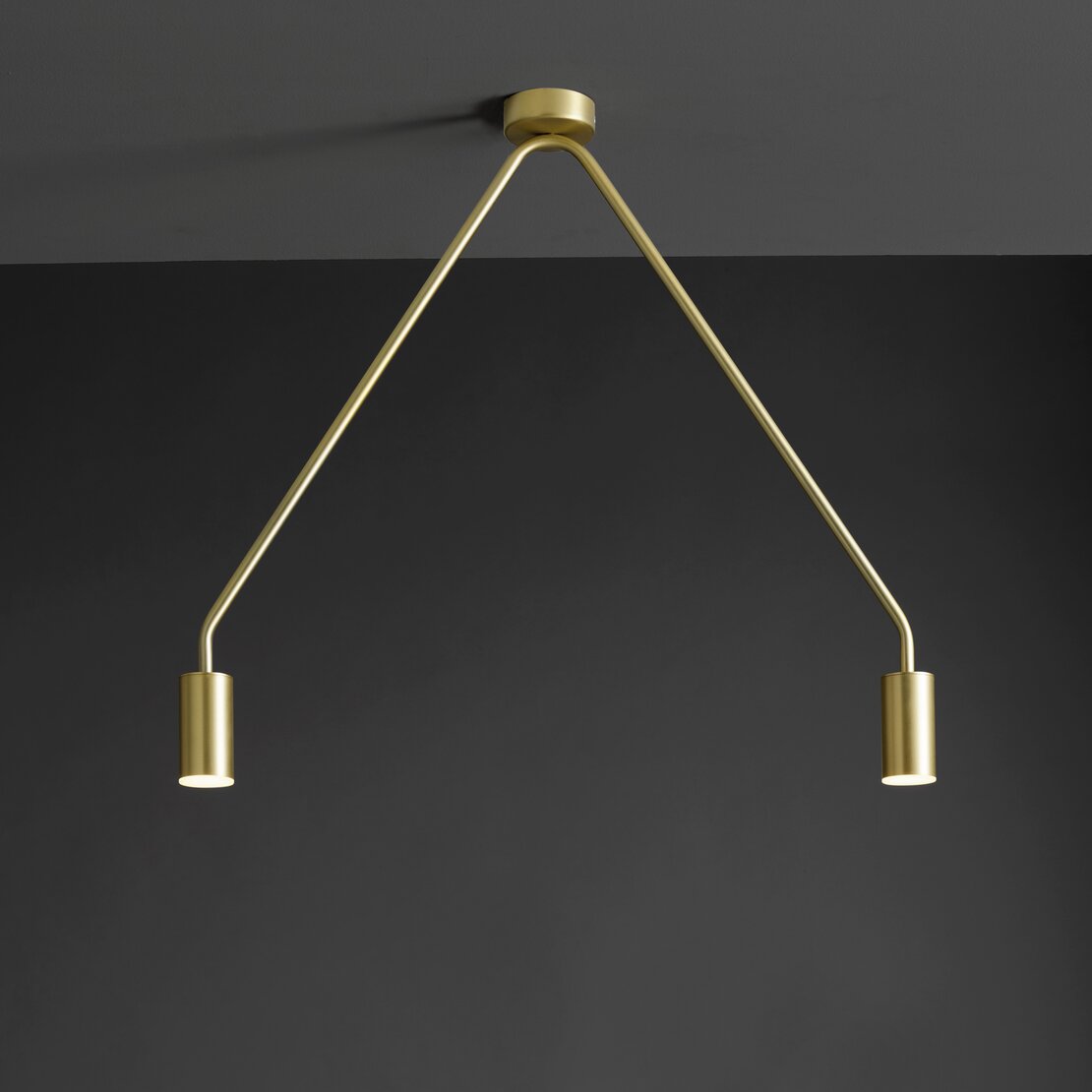 Caos ceiling lamp - 2-light ceiling lamp with gold-colored structure - Sforzin illuminazione