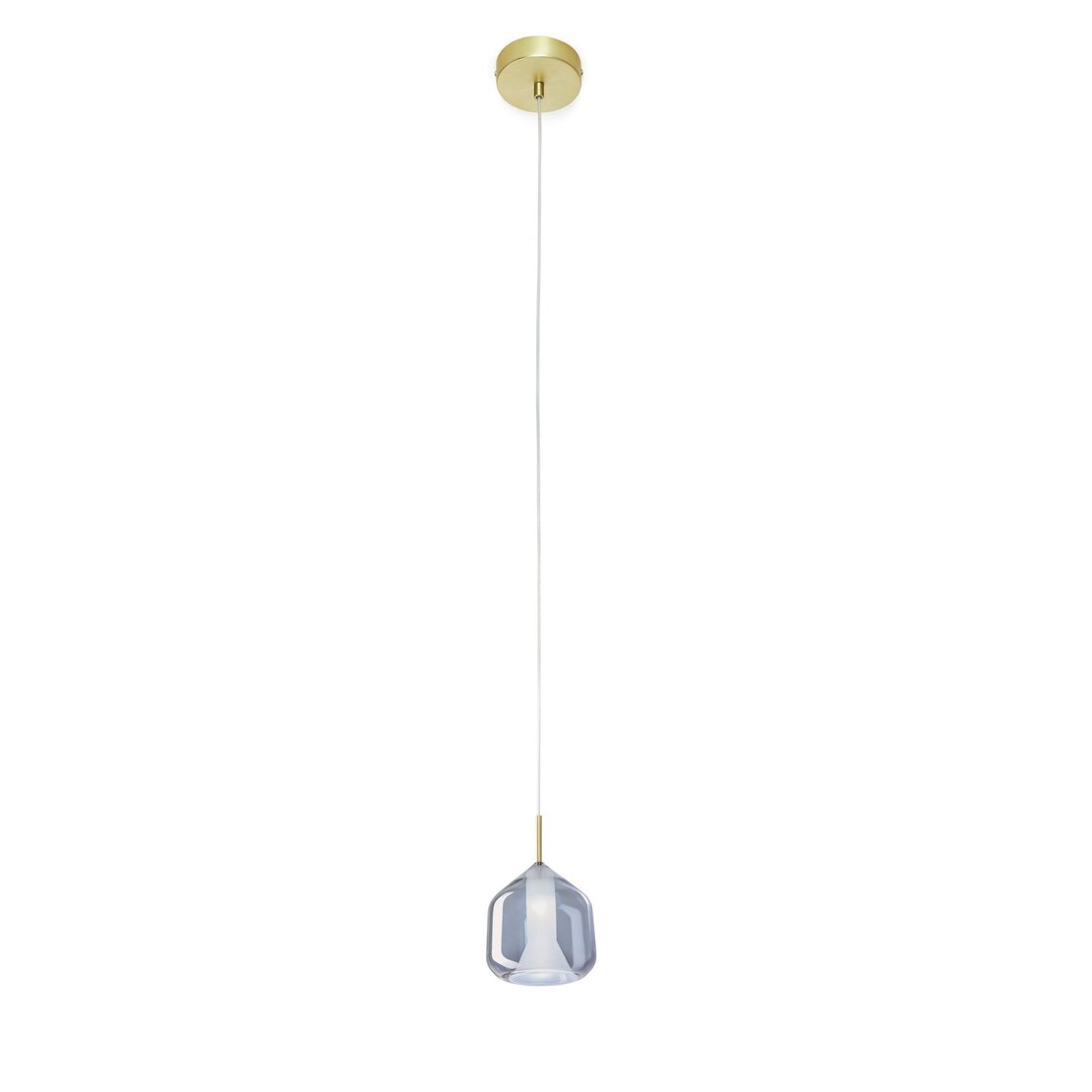 Sospensione X-Ray  - Sospensione in vetro color cielo con elementi in oro spazzolato - Sforzin illuminazione