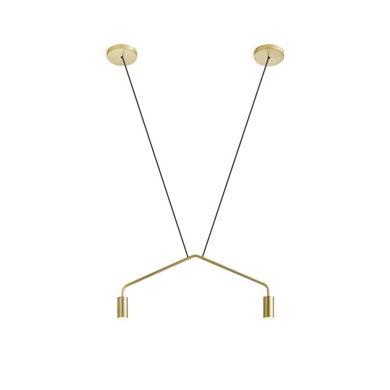 Caos Contract Pendelleuchte Murano glass Pendelleuchte in gebürstetem Gold-Finish-klein - 2 lights