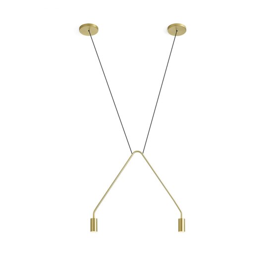 Caos Contract  Murano glass Suspension lamp in brushed gold finish-medium - 2 lights