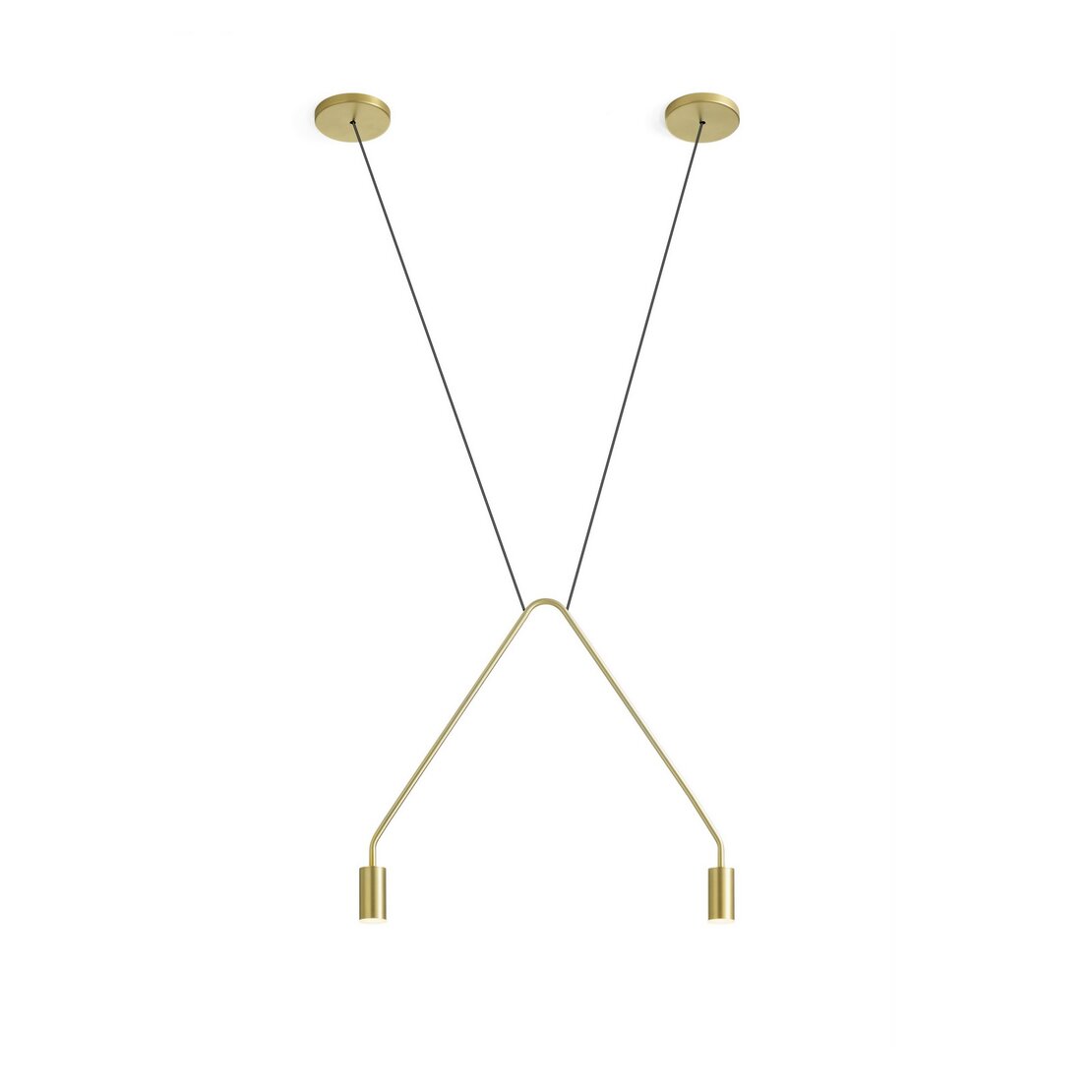 Caos Contract suspended lamp - Suspension lamp in brushed gold finish-medium - Sforzin illuminazione