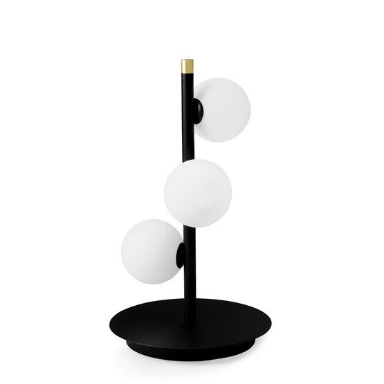 Lampa da tavolo Pomì Murano glass Lampada da tavolo a 3 luci in vetro bianco latte su base color nero - 3 lights