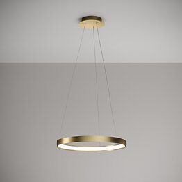 Circle suspension lamp in brushed gold aluminum