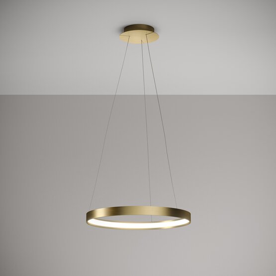 Anello Pendelleuchte - Circle Pendelleuchte aus gebürstetem goldfarbenem Aluminium Durchmesser 55cm. Gebürstetes Gold-Finish. LED 30W - 24V 3000 K / 3400 Lumen
