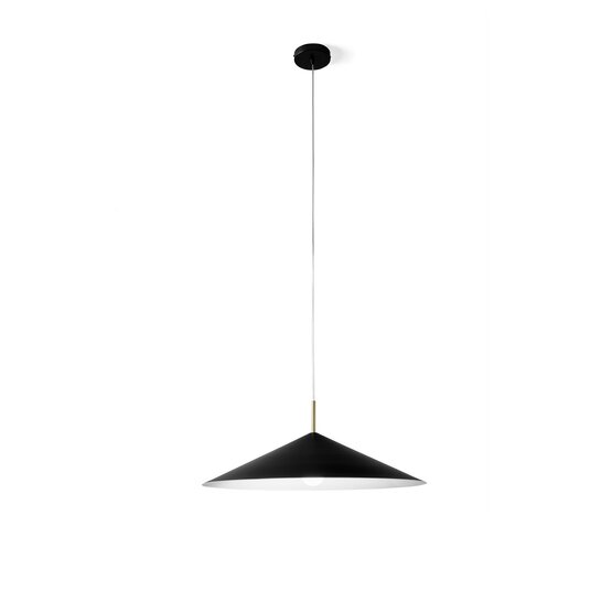 Samoi  Murano glass Suspension lamp in black metal and white - 1 lights