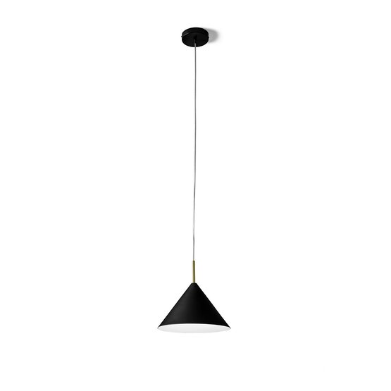 Samoi-Hängelampe Murano glass Pendelleuchte aus pulverbeschichtetem Metall in Soft-Touch-Schwarz und Weiß. Mittel - 1 lights