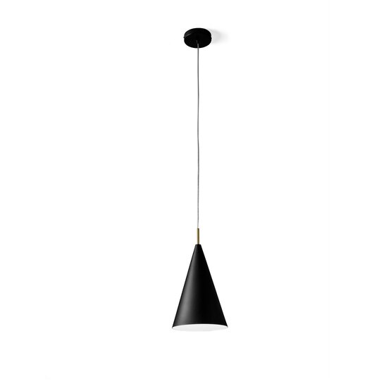 Samoi  Murano glass Suspension lamp in powder coated metal in soft touch black and white. Small - 1 lights