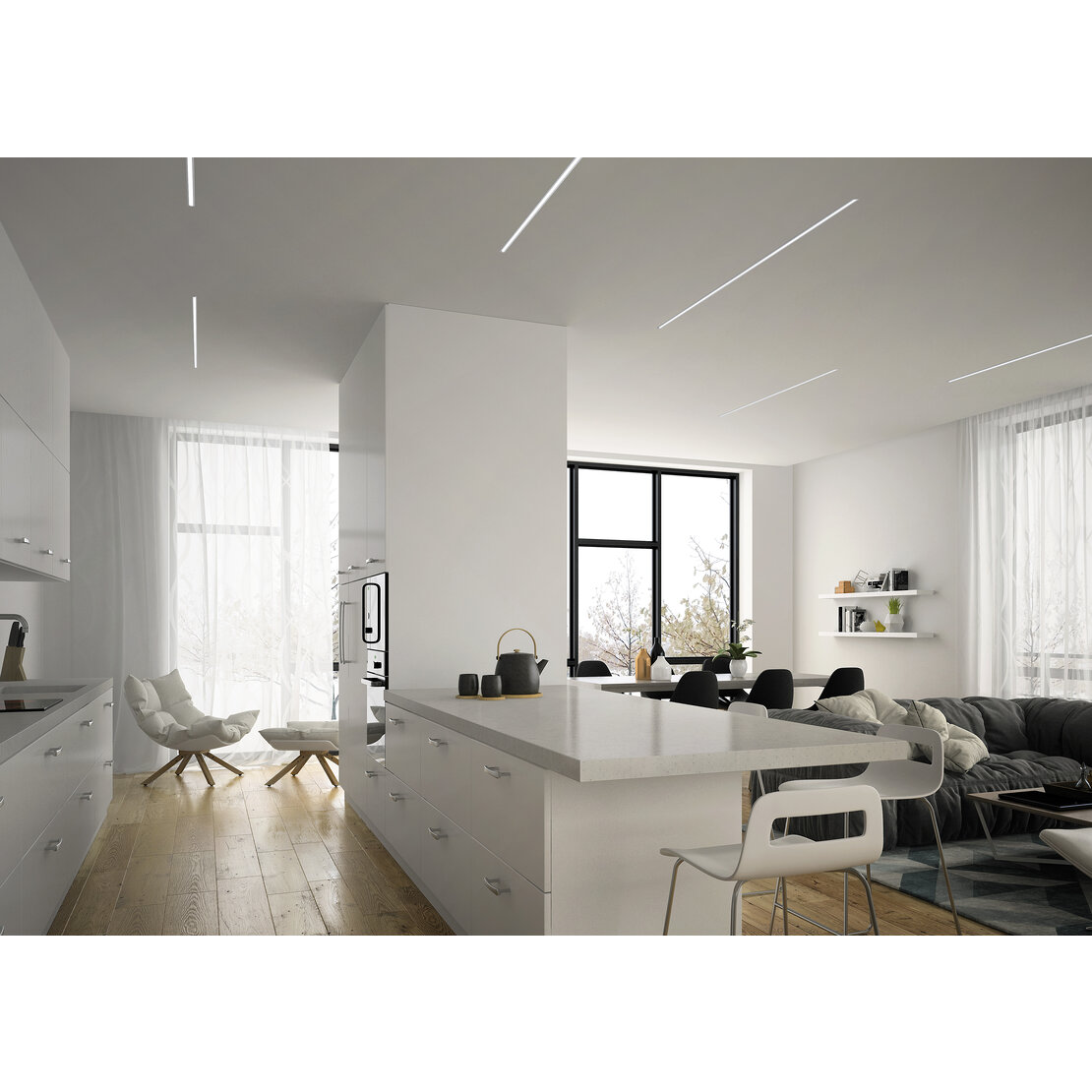 Oropus-Mehrfach-LED-System - Mehrfach-LED-Streifen aus natürlichem Aluminium für die Einbaumontage 50 cm - Sforzin illuminazione