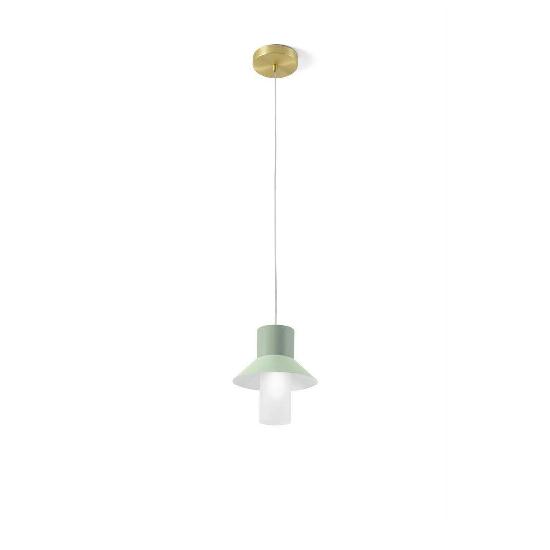 Suspension Lollipop - Lampe à suspension en métal thermolaqué vert clair et blanc - Sforzin illuminazione