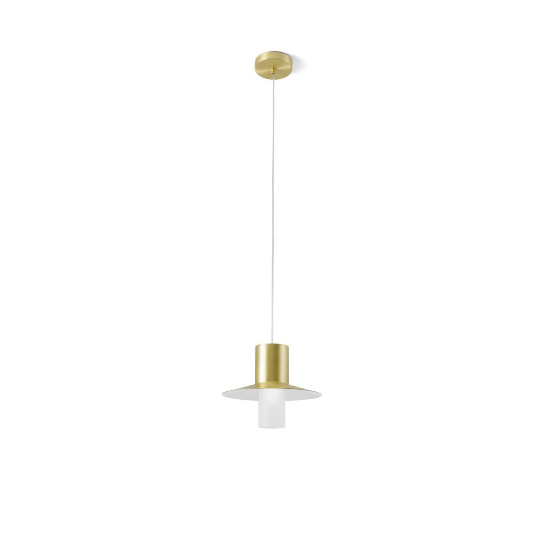 Lollipop suspended lamp - Suspension lamp in brushed gold and white powder coated metal - Sforzin illuminazione