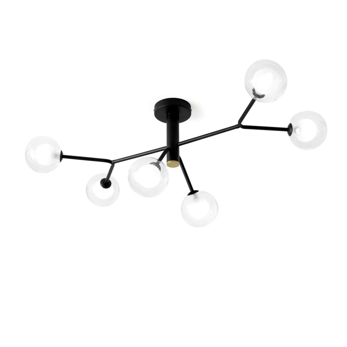 Cosmo ceiling lamp - 6-light ceiling lamp in transparent glass with black metal structure - Sforzin illuminazione