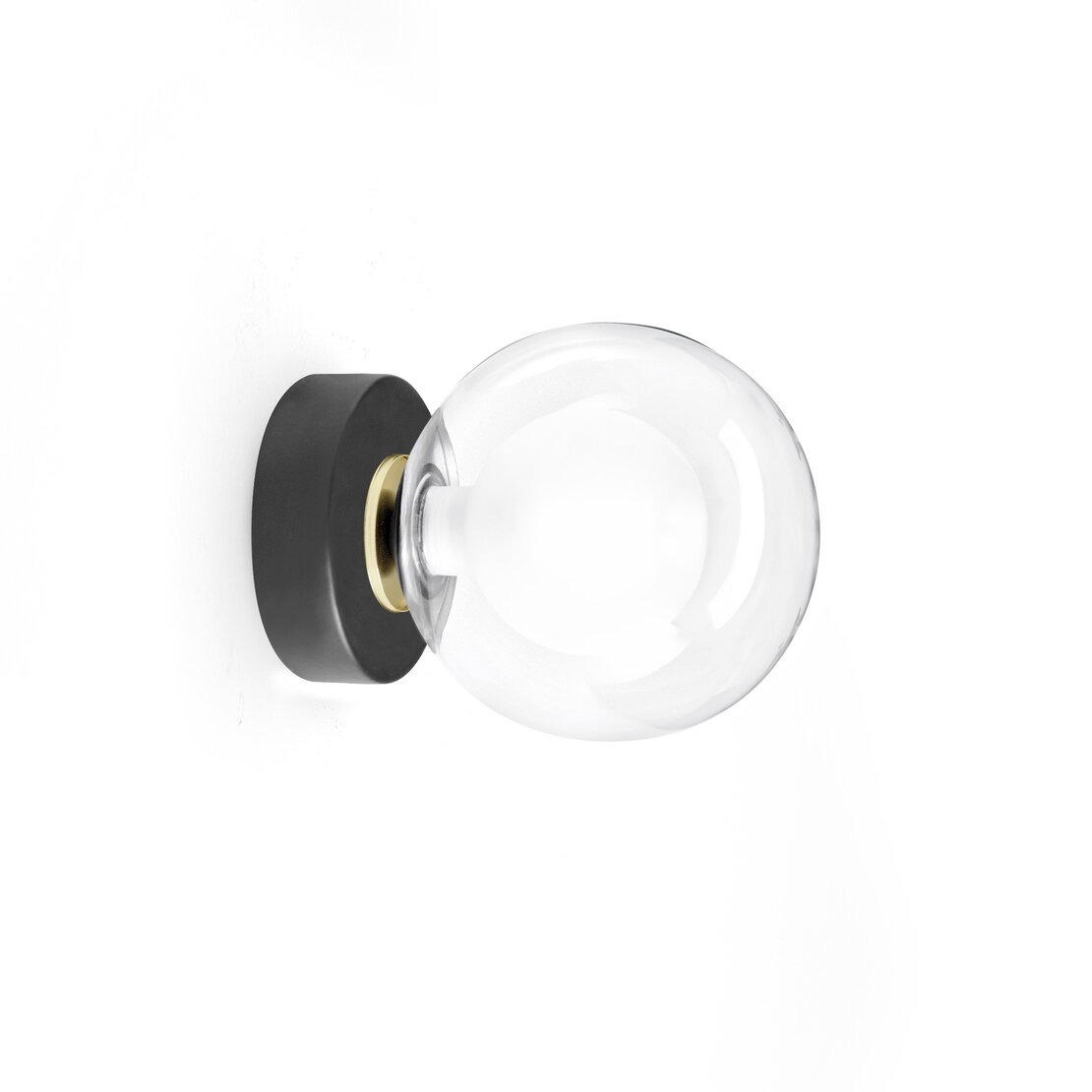 Applique Cosmo - Applique en verre borosilicaté transparent et satiné avec structure en métal peint en noir - Sforzin illuminazione