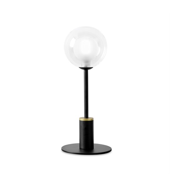 Cosmo table lamp, Table lamp in transparent and satin glass with black metal structure