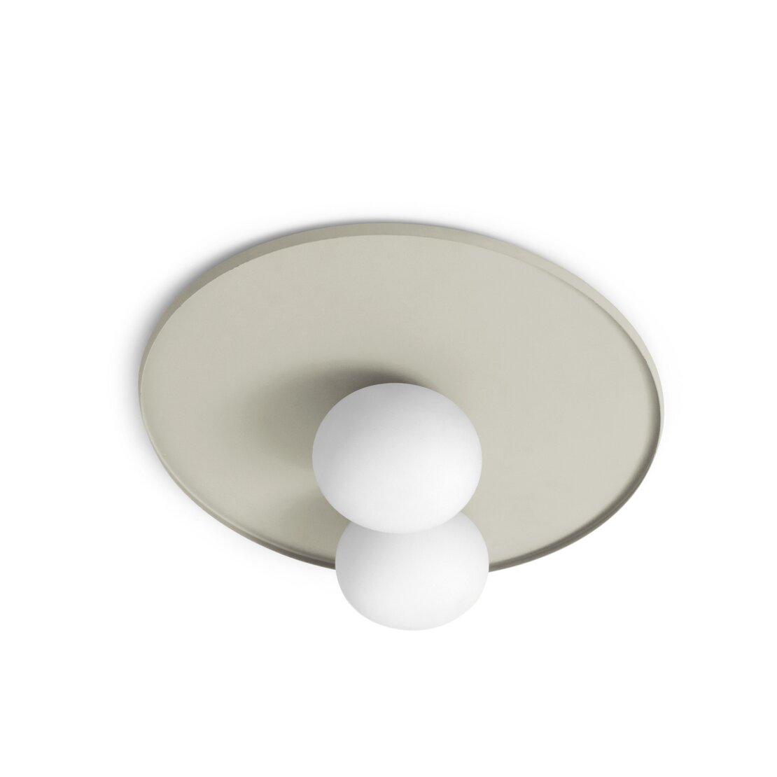 Pot ceiling lamp - 2-light ceiling lamp in milky white glass on a pearl gray metal base - Sforzin illuminazione