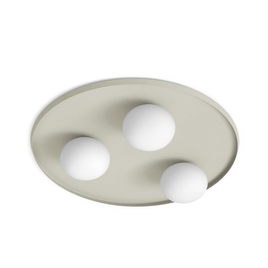 Pot ceiling lamp - 3-light ceiling lamp in milky white glass on a pearl gray metal base - Sforzin illuminazione