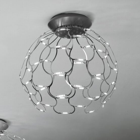 Lamoi  Murano glass Led ceiling lamp in black metal