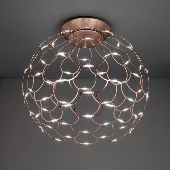 Lamoi  Murano glass Led ceiling lamp in copper-colored metal