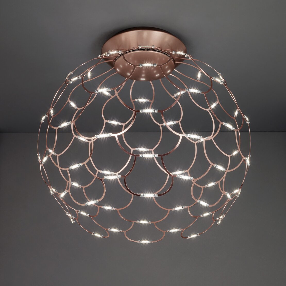 Lamoi Dimmer ceiling lamp, Led ceiling lamp in copper-colored metal with dimmer