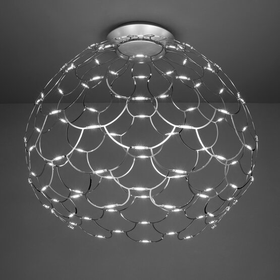 Lamoi-Deckenlampe - LED-Deckenleuchte aus chromfarbenem Metall Große Version nicht dimmbar. Chrom-Finish. LED 99W - 24V. 2700 K / 7425 Lumen. 3000 K / 7920 Lumen.