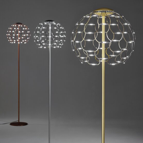 Lamoi floor lamp, Gold-colored metal floor lamp with touch dimmer