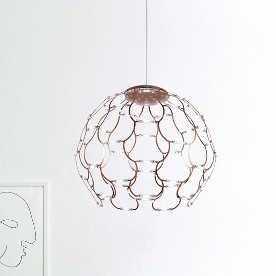 Sospensione Lamoi Dimmer Murano glass Sospensione a Led in metallo color rame con dimmer