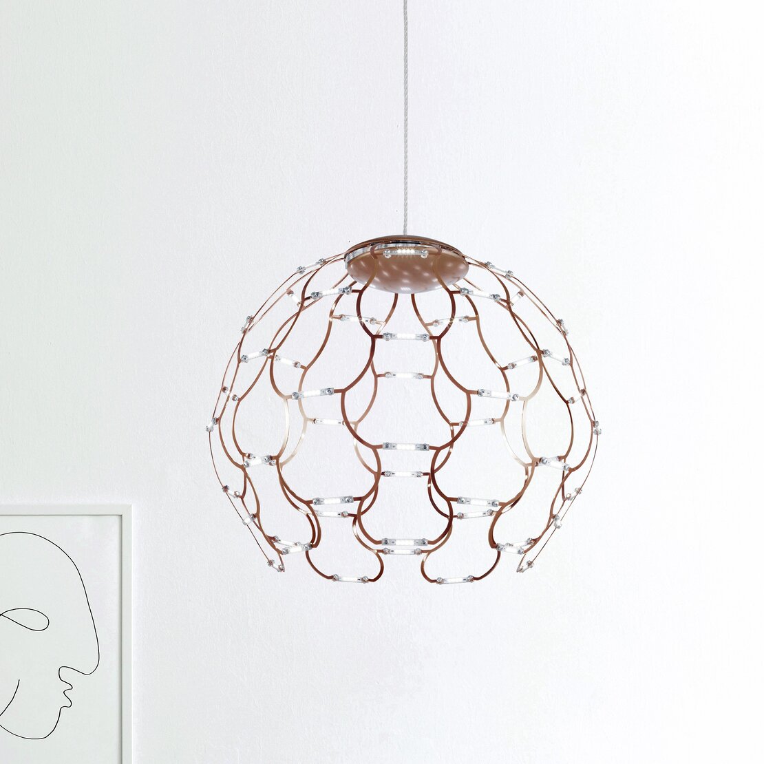 Suspension Lamoi Dimmer - Suspension led en métal cuivré avec variateur - Sforzin illuminazione