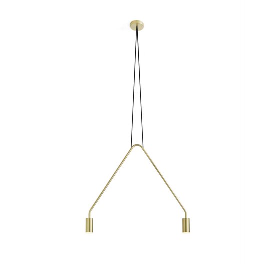 Sospensione Caos - Sospensione a 2 luci in finitura color oro spazzolato Finitura e rosone color oro spazzolato.