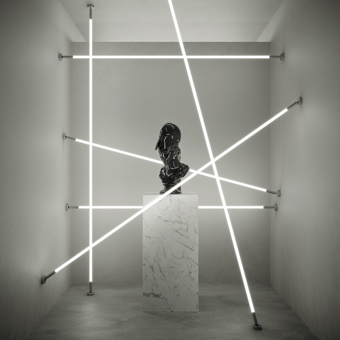 Linea lampada a Led terra muro soffitto - Lampada a Led lineare in silicone bianco opale e struttura in acciaio 1Mt - Sforzin illuminazione