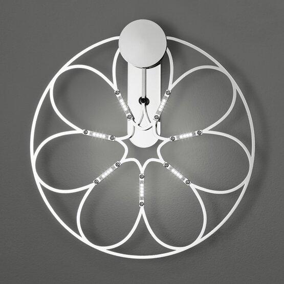 Lafra  Murano glass Led ceiling lamp in chrome-colored metal - Sforzin illuminazione