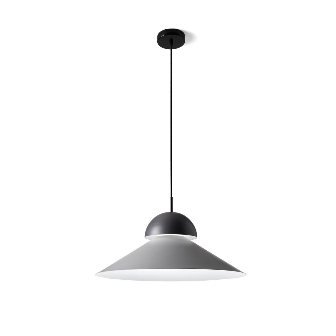 Alba suspended lamp, Suspension lamp in sandblasted glass and metal with shades of gray