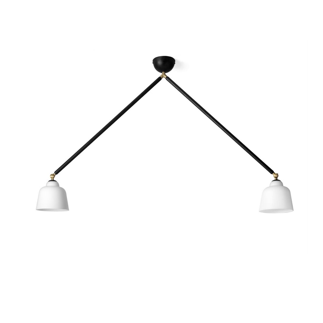 Neoretro ceiling lamp - 2-light ceiling lamp in milky white blown glass and black metal - Sforzin illuminazione