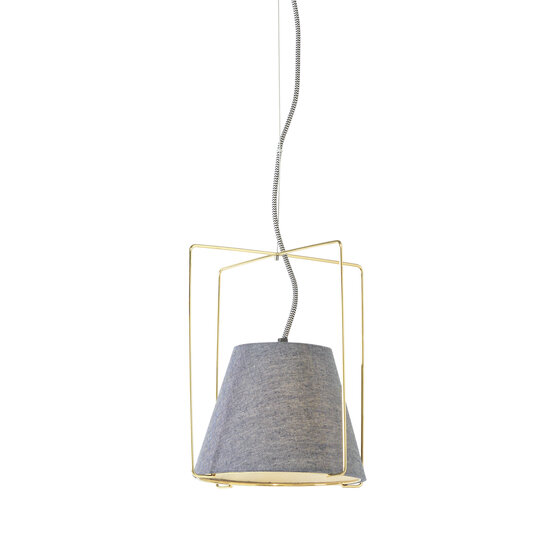Sospensione Kengo Murano glass Sospensione in metallo color oro e tessuto grigio - 1 lights