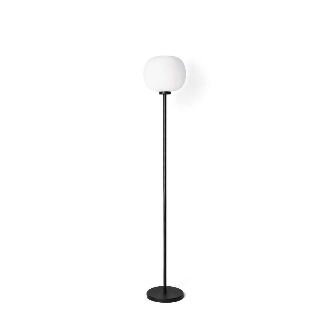 Bombo floor lamp, Floor lamp with black finish body and white glass diffuser