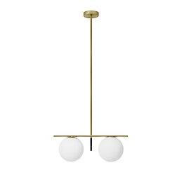 Suspension with 2 lights in glass
milky white blown with brass and black structure