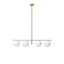 Suspension with 4 lights in glass
milky white blown with brass and black structure