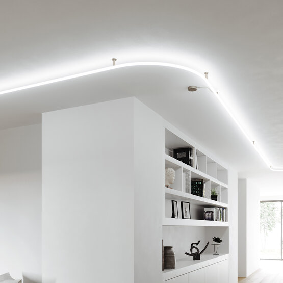 Linea lampada a Led Parete-Soffitto Montaggio Superficiale Murano glass Lampada lineare a Led in silicone bianco opale con struttura in acciaio 1Mt