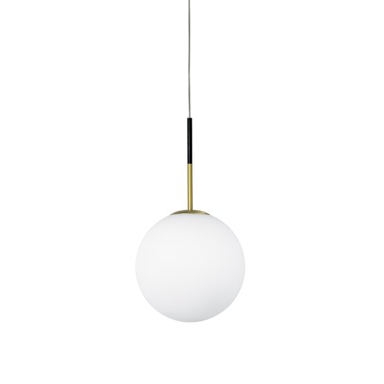 Lámpara suspendida Jugen Murano glass Lámpara de suspensión en vidrio soplado blanco leche con elementos en latón pintado negro y cepillado - 1 lights