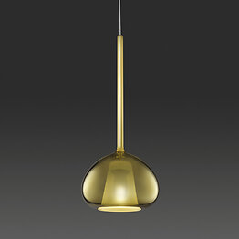 Suspension lamp in golden blown borosilicate glass